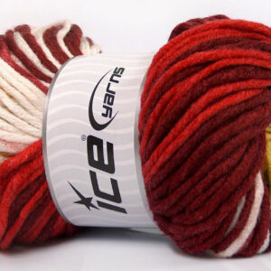 4x100gr Batik Chunky Burgundy, Red, Yellow, White, Camel