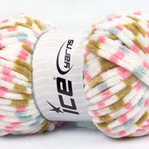 4x100gr Chenille Baby Colors White, Olive Green, Blue, Pink