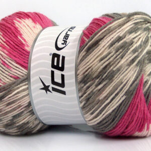2x150gr Jacquard Wool Pink, Grey, Cream