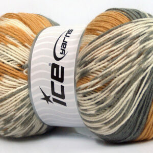 2x150gr Jacquard Wool Grey, Light Brown, Cream
