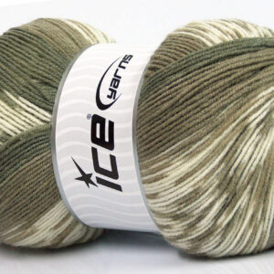 2x150gr Jacquard Wool Khaki, Beige, Cream