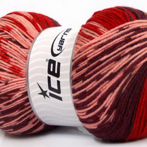 2x150gr Jacquard Wool Maroon, Red, Pink