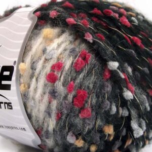 6x50gr Alpaca Punto Black, Grey Shades, Burgundy, Gold