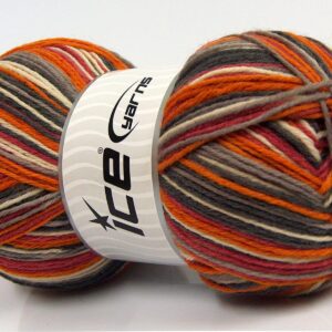 2x150gr Glamor Sock Grey Shades, Orange, Red, Cream