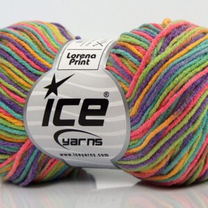 8x50gr Lorena Print Purple, Green, Pink, Yellow, Turquoise