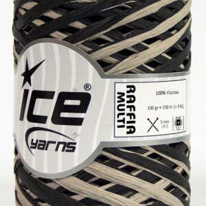 2x100gr Raffia Multi Black, Light Camel