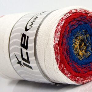 1x250gr Macrame Cotton Magic White, Red, Blue, Gold
