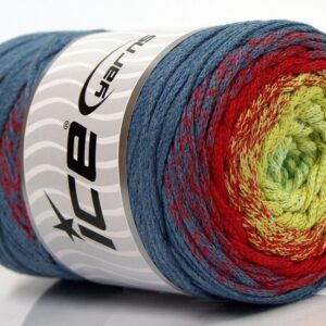 1x250gr Macrame Cotton Magic Jeans Blue, Red, Green Shades