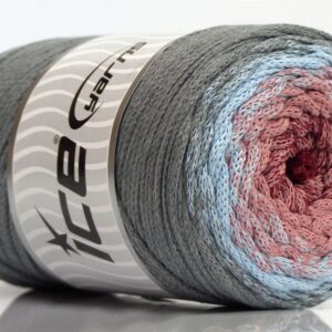 1x250gr Macrame Cotton Magic Grey, Blue, Salmon Shades