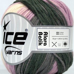 8x50gr Alara Batik Black, Pink Shades, Grey, Cream