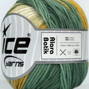 8x50gr Alara Batik Green Shades, Yellow, Light Cream