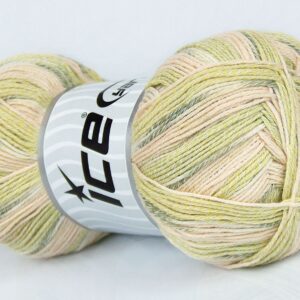 4x100gr Super Cotton Sock Cream Shades, Green Shades