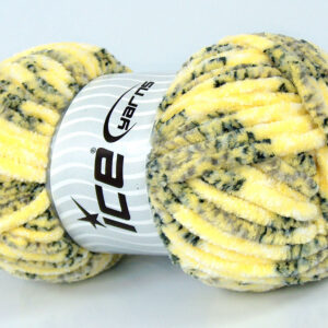 4x100gr Chenille Tweed Black, Grey Shades, White, Yellow