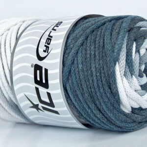 1x250gr Macrame VisCot Color 3mm Grey Shades, White