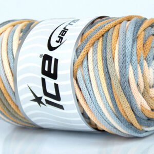 1x250gr Macrame VisCot Color 3mm Cream Shades, Light Brown, Grey Shades