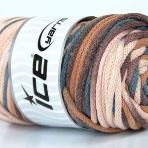 1x250gr Macrame VisCot Color 3mm Brown Shades, Cream, Grey Shades