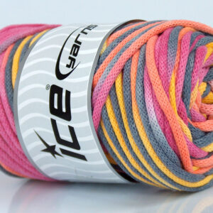 1x250gr Macrame VisCot Color 3mm Orange, Pink, Yellow, Light Grey