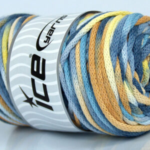 1x250gr Macrame VisCot Color 3mm Blue Shades, Yellow Shades