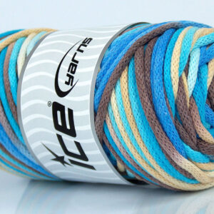 1x250gr Macrame VisCot Color 3mm Blue Shades, Brown Shades, Cream