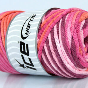 1x250gr Macrame VisCot Color 3mm Pink Shades, Orange, Maroon