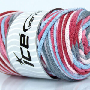1x250gr Macrame VisCot Color 3mm Red, Pink Shades, Grey, Light Blue