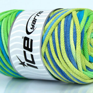 1x250gr Macrame VisCot Color 3mm Green Shades, Blue, Lilac