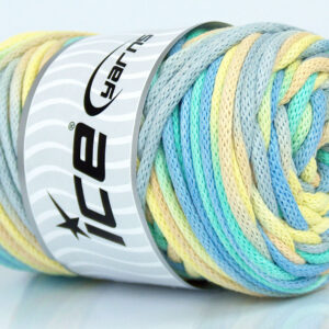 1x250gr Macrame VisCot Color 3mm Light Yellow, Light Grey, Green Shades