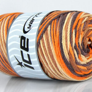 1x250gr Macrame Cotton Print Brown Shades, Yellow, Orange