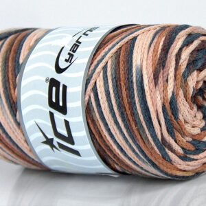 1x250gr Macrame Cotton Print Brown Shades, Cream, Grey Shades