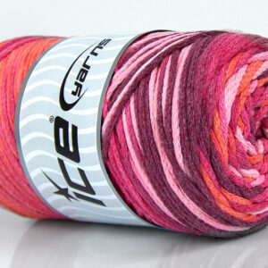 1x250gr Macrame Cotton Print Pink Shades, Orange, Maroon