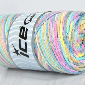 1x250gr Macrame Cotton Print Yellow, Light Grey, Pink, Blue, Mint Green