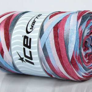 1x250gr VisCot Ribbon Color Red, Pink Shades, Grey, Light Blue