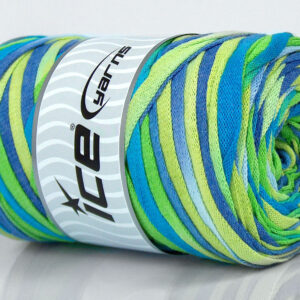 1x250gr VisCot Ribbon Color Green Shades, Blue, Lilac