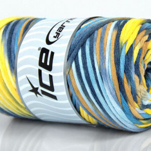 1x250gr Natural Cotton Color 3mm Blue Shades, Yellow Shades