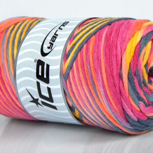 1x250gr Natural Cotton Color 3mm Orange, Pink, Yellow, Light Grey