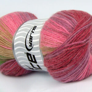 4x100gr Angora Batik Green Shades, Light Lilac, Red, Pink