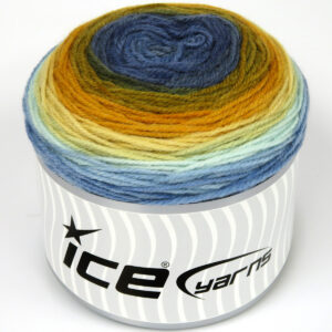 2x150gr Cakes Wool DK Blue Shades, Gold Shades, Mint Green