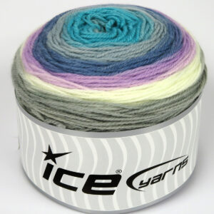 2x150gr Cakes Wool DK Turquoise, White, Blue, Grey