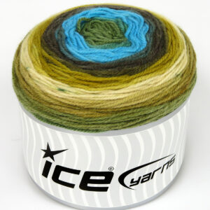 2x150gr Cakes Wool DK Green, Turquoise, Brown, Khaki Shades, Beige