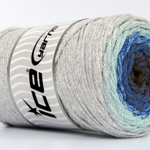 1x250gr Macrame Cotton Magic Camel, Blue, Light Turquoise, Light Grey