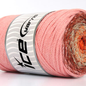 1x250gr Macrame Cotton Magic Orange, Beige, Copper, Light Pink