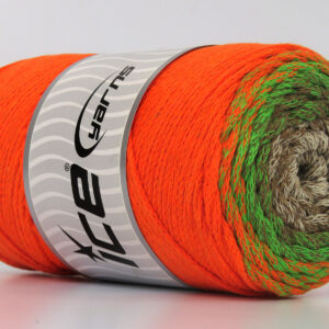 1x250gr Macrame Cotton Magic Cream, Camel, Green, Neon Orange