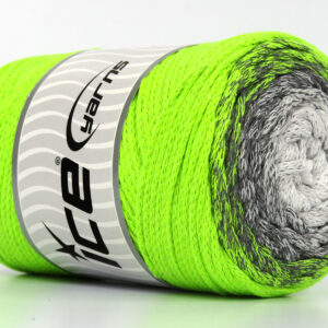1x250gr Macrame Cotton Magic White, Grey, Neon Green