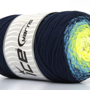 1x250gr Macrame Cotton Magic White, Yellow, Turquoise, Dark Navy