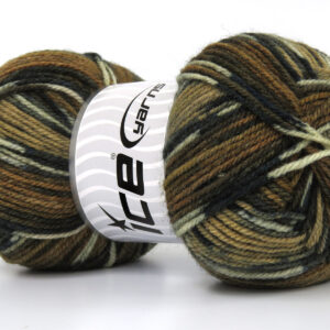 4x100gr Wool Design Brown Shades, Cream, Teal