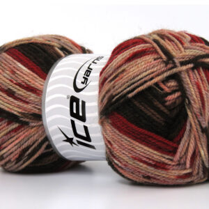 4x100gr Wool Design Brown Shades, Red, Pink Shades, Light Lilac