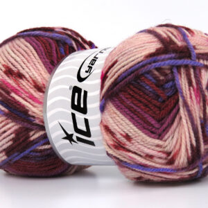 4x100gr Wool Design Purple, Pink Shades, Burgundy, Copper
