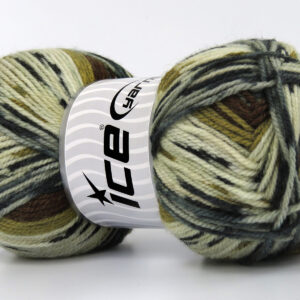 4x100gr Wool Design Cream, Teal, Brown Shades