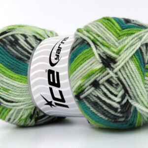 4x100gr Wool Design Green Shades, Black, Teal