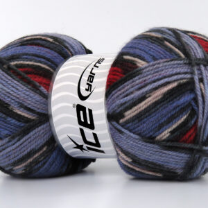 4x100gr Wool Design Lilac Shades, Black, Red, Pink